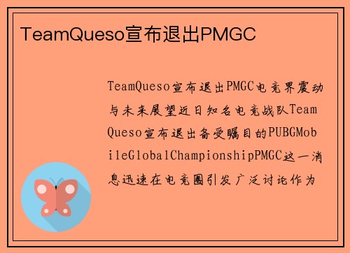TeamQueso宣布退出PMGC