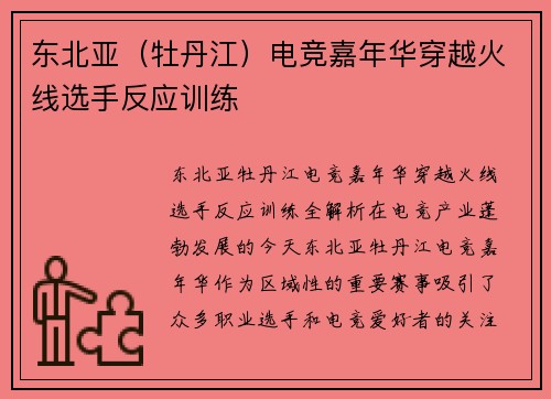 东北亚（牡丹江）电竞嘉年华穿越火线选手反应训练