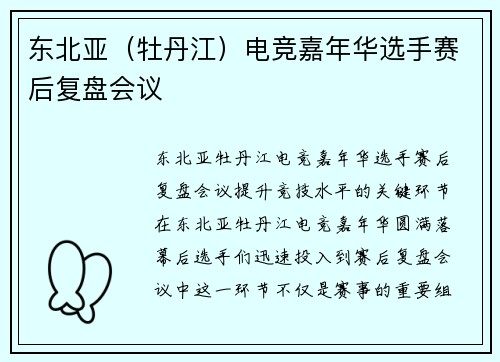 东北亚（牡丹江）电竞嘉年华选手赛后复盘会议